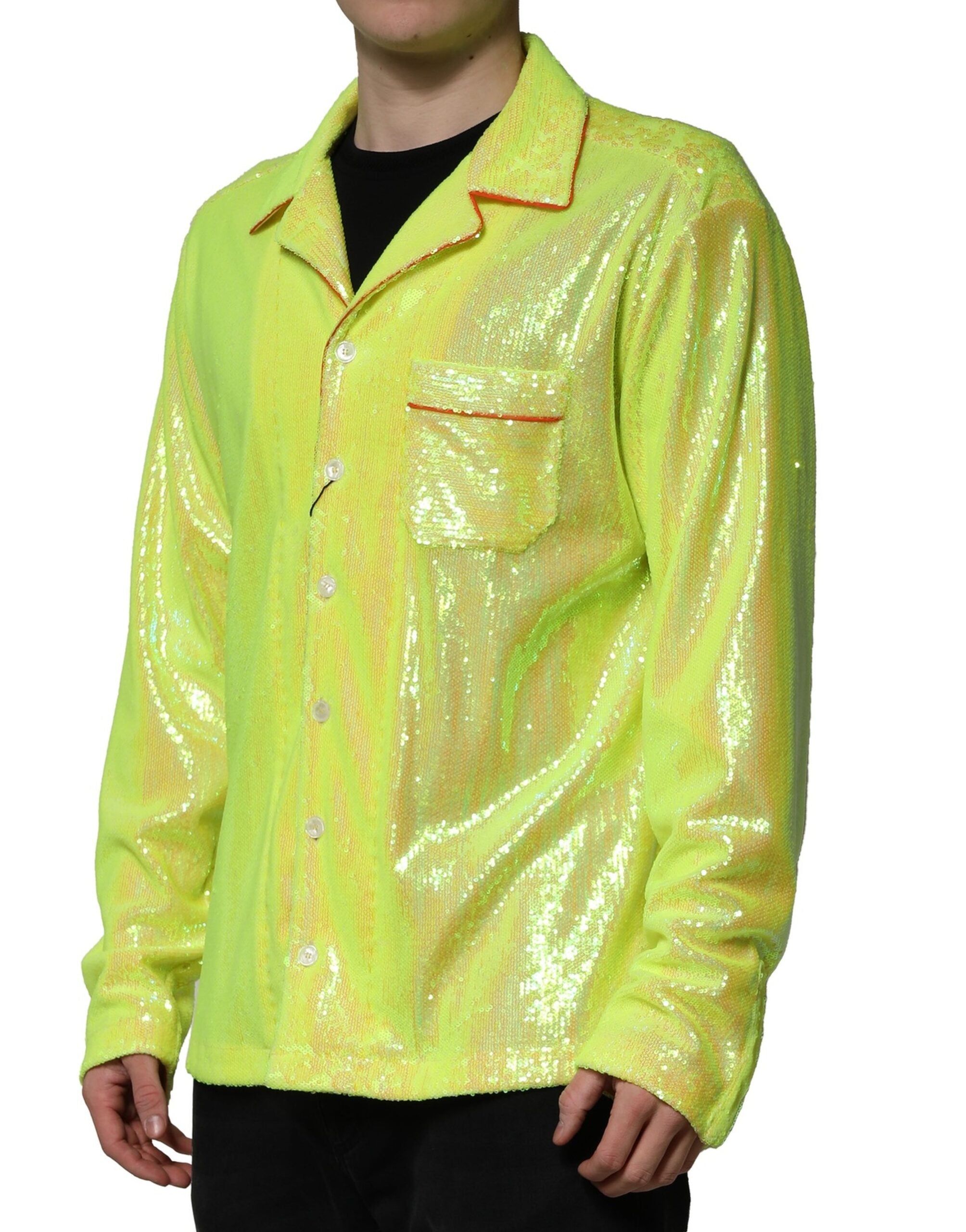 Gul paljett polyester lounge casual skjorte