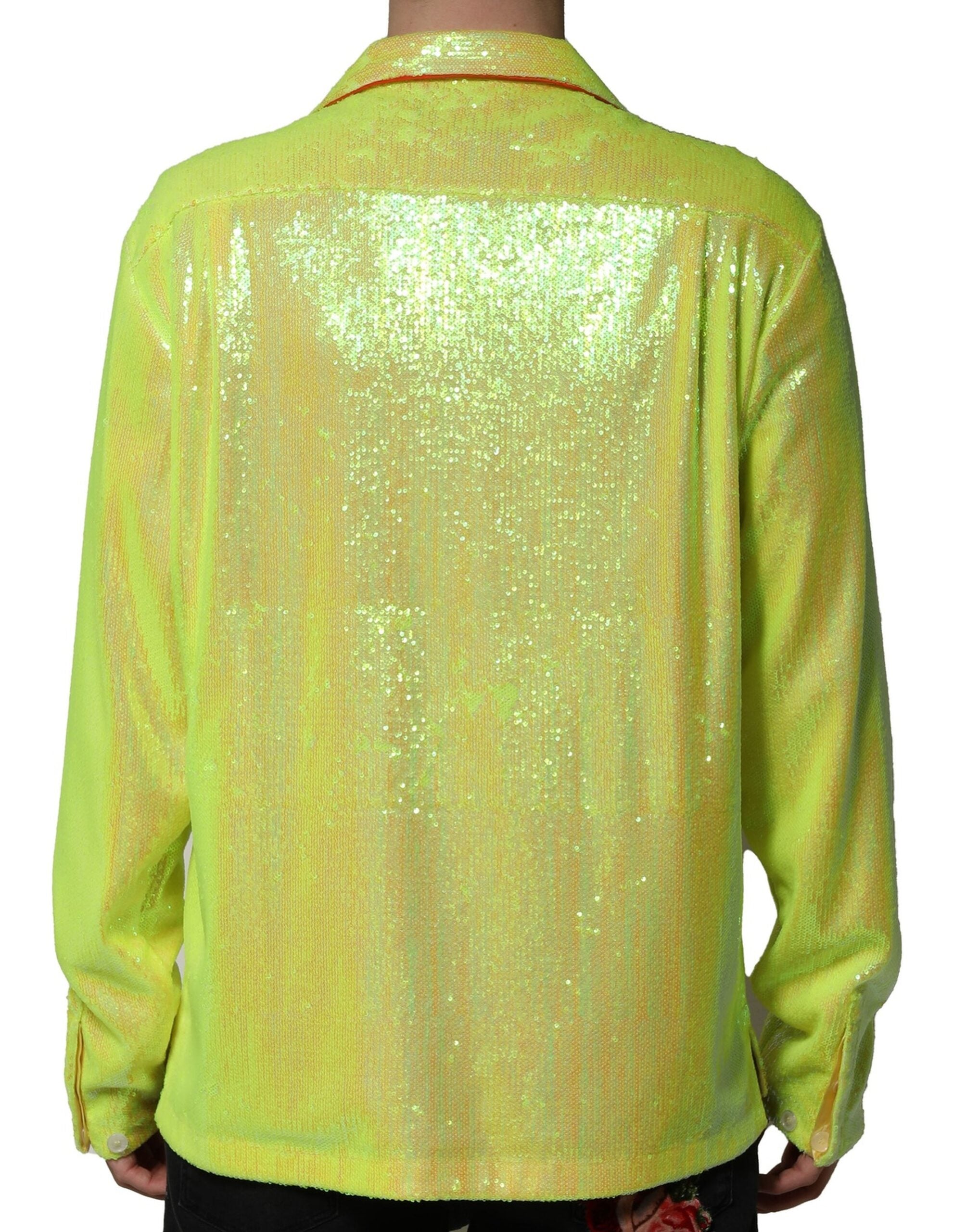 Gul paljett polyester lounge casual skjorte