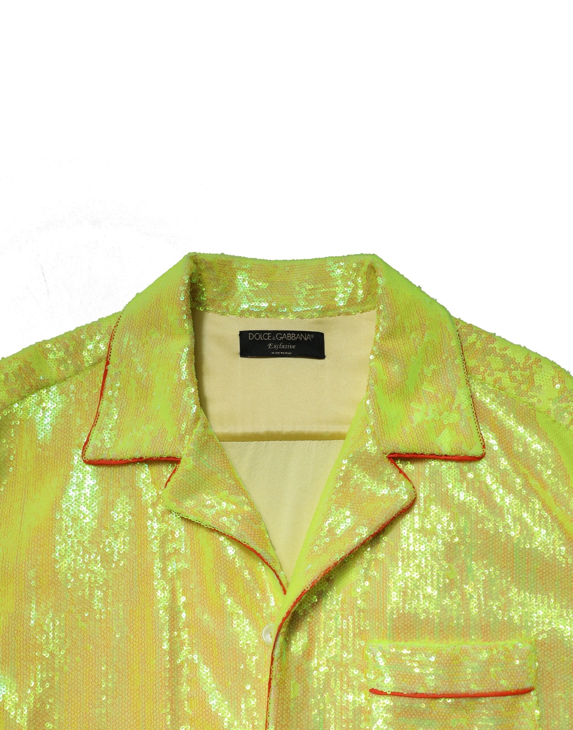 Gul paljett polyester lounge casual skjorte