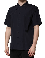 Dolce & Gabbana Dark Blue Cotton Short Sleeves Casual Shirt