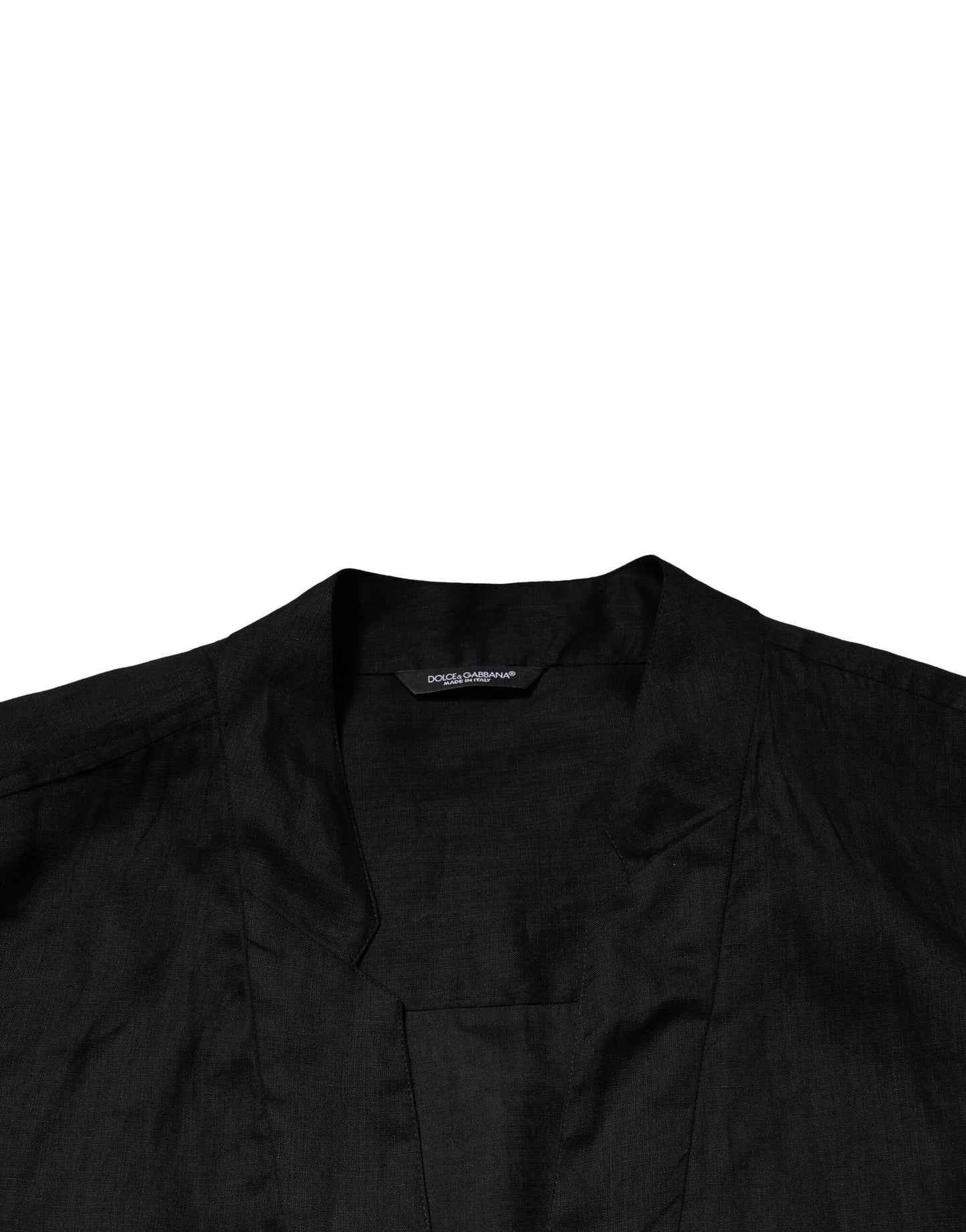 Dolce &amp; Gabbana Svart Linne Långärmad Herrskjorta Casual