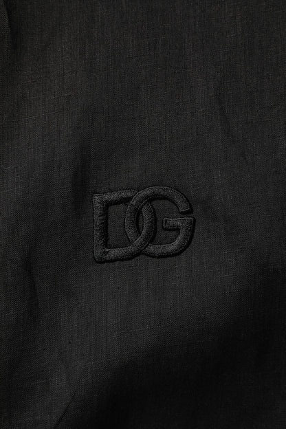 Dolce &amp; Gabbana Svart Linne Långärmad Herrskjorta Casual