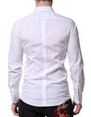 Dolce & Gabbana White GOLD Crown Cotton Dress Formal Shirt