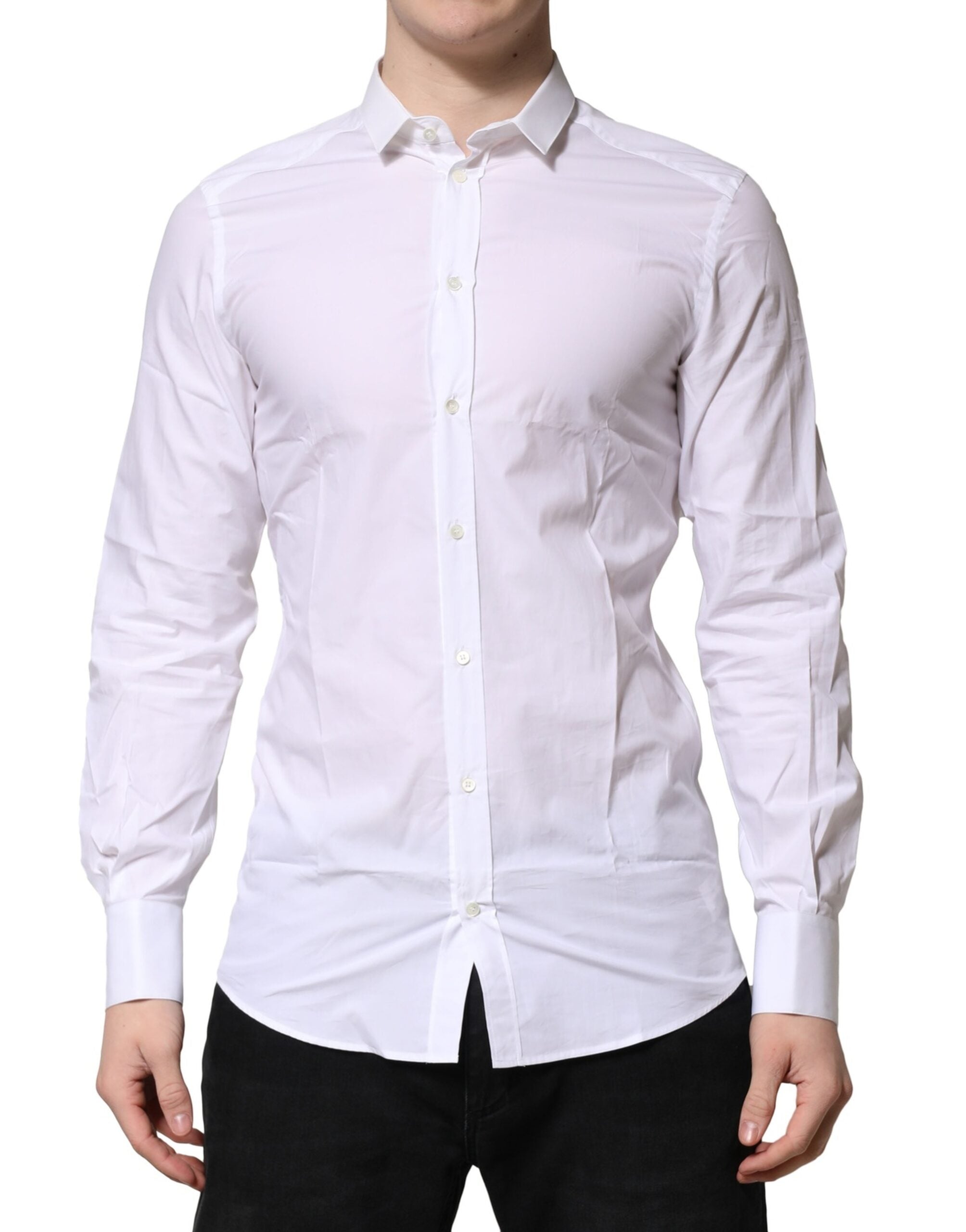 Dolce & Gabbana White GOLD Long Sleeves Dress Formal Shirt