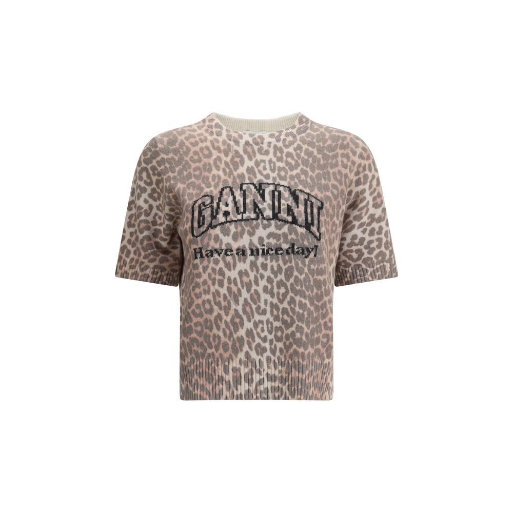 Leopardmönstrad kortärmad tröja