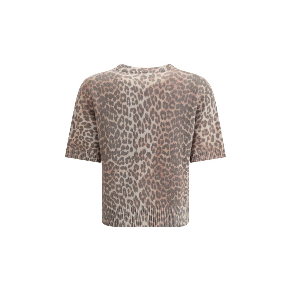 Leopardmönstrad kortärmad tröja