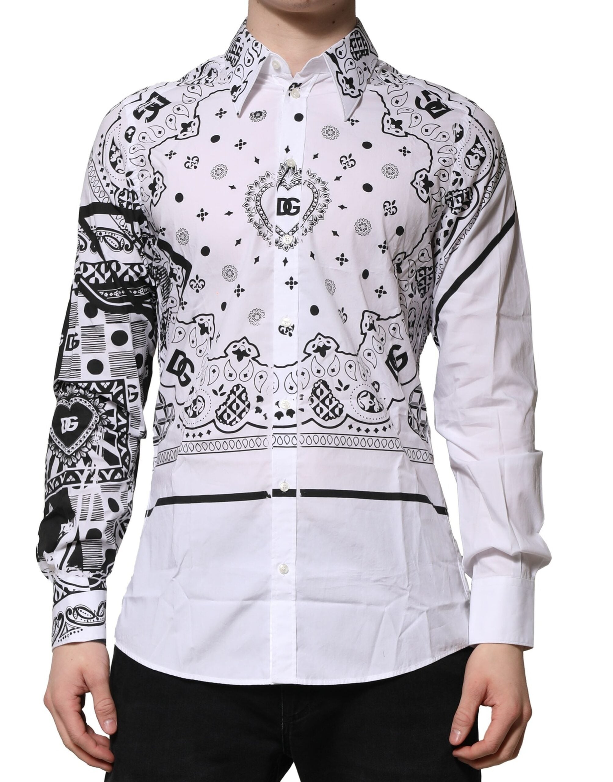 Dolce & Gabbana White MARTINI Bandana Print Formal Shirt