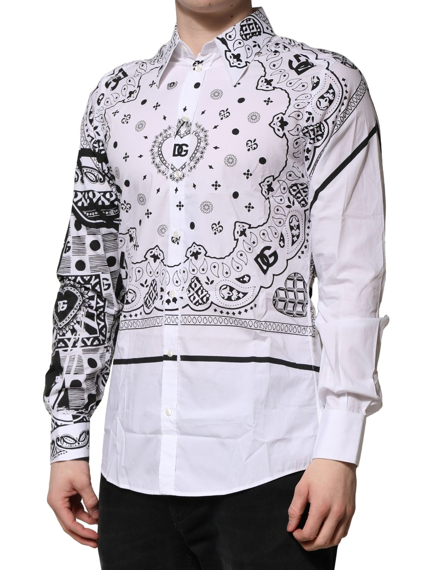 Dolce &amp; Gabbana Vit MARTINI Bandana Mönstrad Festskjorta