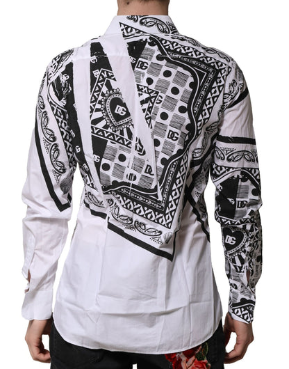 Dolce &amp; Gabbana Vit MARTINI Bandana Mönstrad Festskjorta