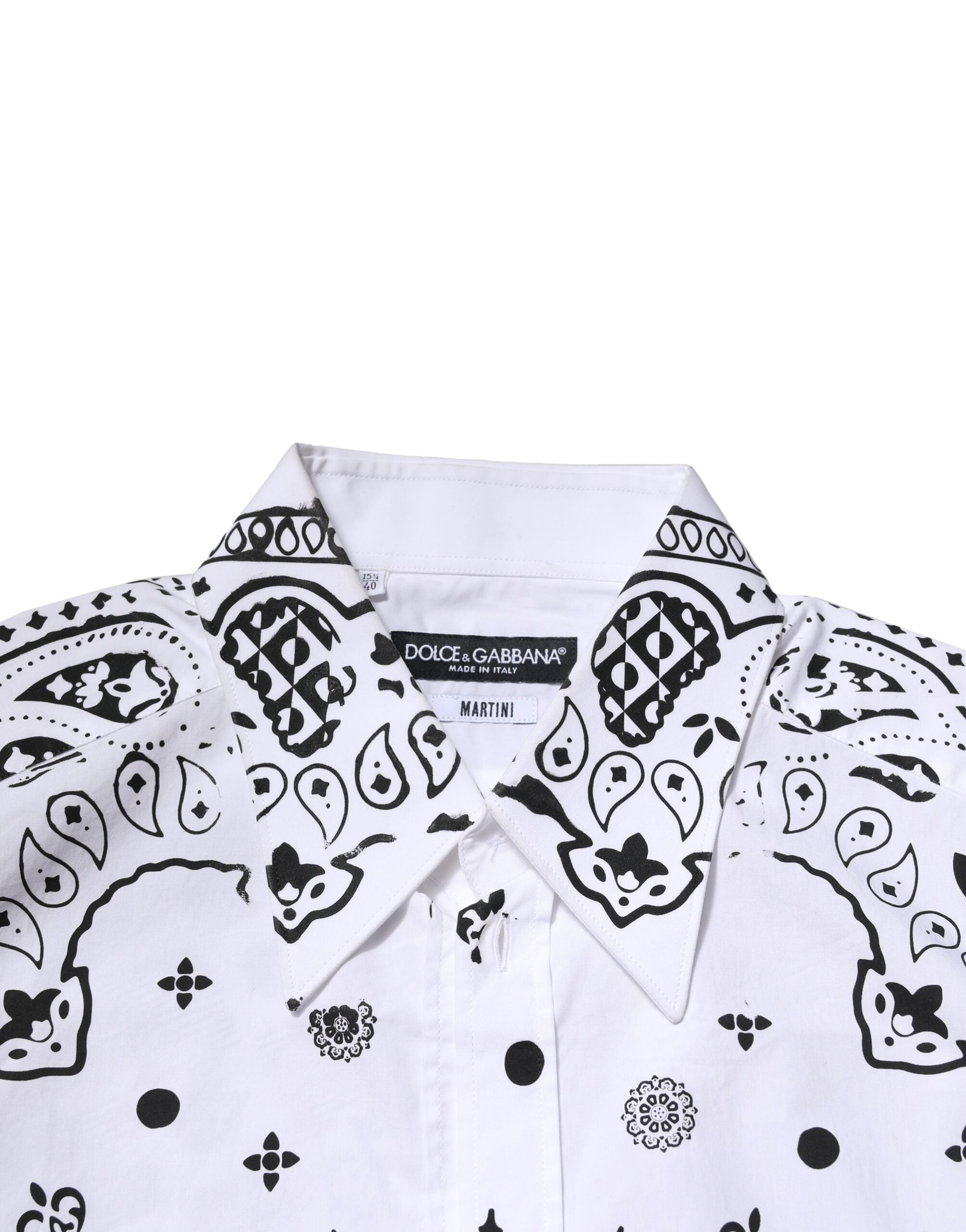 Dolce & Gabbana White MARTINI Bandana Print Formal Shirt