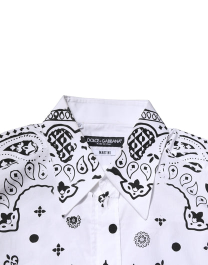 Dolce &amp; Gabbana Vit MARTINI Bandana Mönstrad Festskjorta