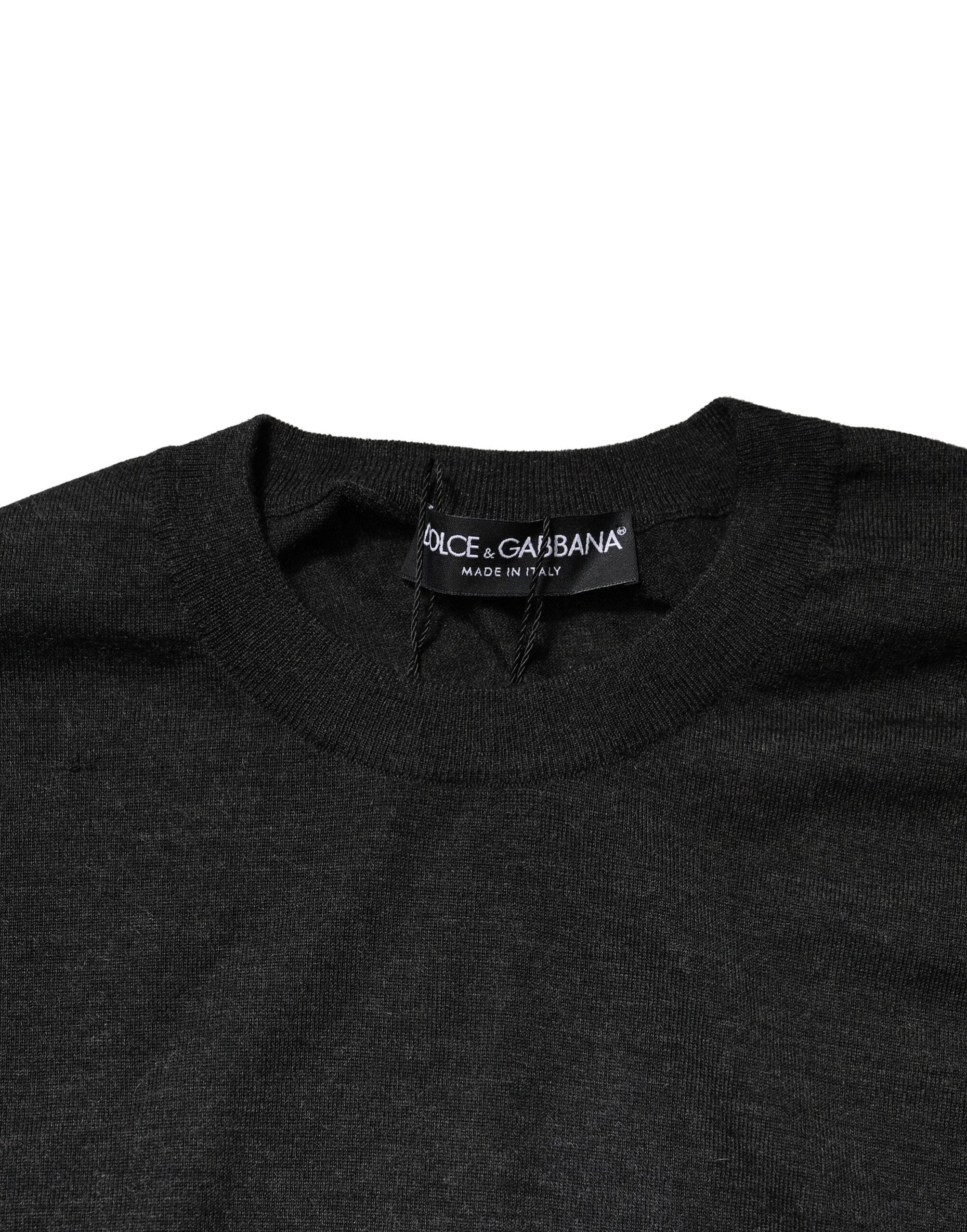 Dolce & Gabbana Gray Long Sleeve Crew Neck Pullover Sweater