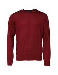 Dolce & Gabbana Maroon Cashmere Crew Neck Sweatshirt Sweater