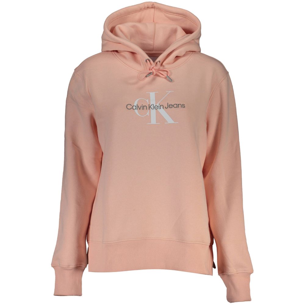 Chic rosa fleecehuvtröja med broderad logotyp