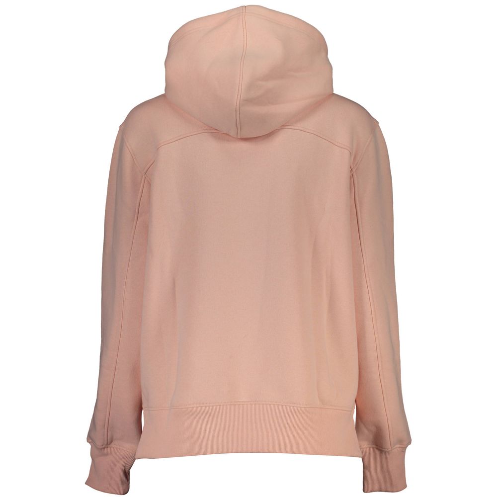 Chic rosa fleecehuvtröja med broderad logotyp