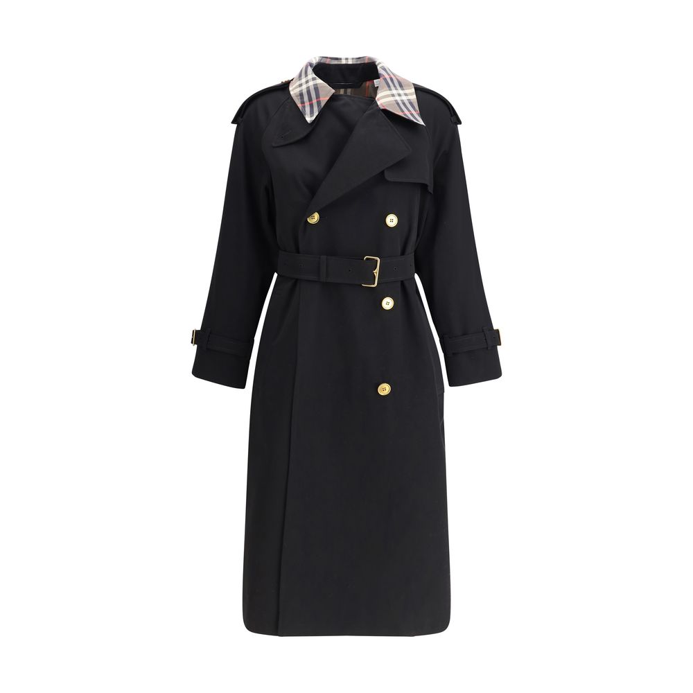 Castleford lång trenchcoat med rutig krage