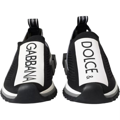 Dolce &amp; Gabbana Svarta Vita Slip On Sorrento Sneakers Skor