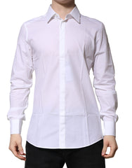 Dolce & Gabbana White Cotton GOLD Long Sleeves Formal Shirt