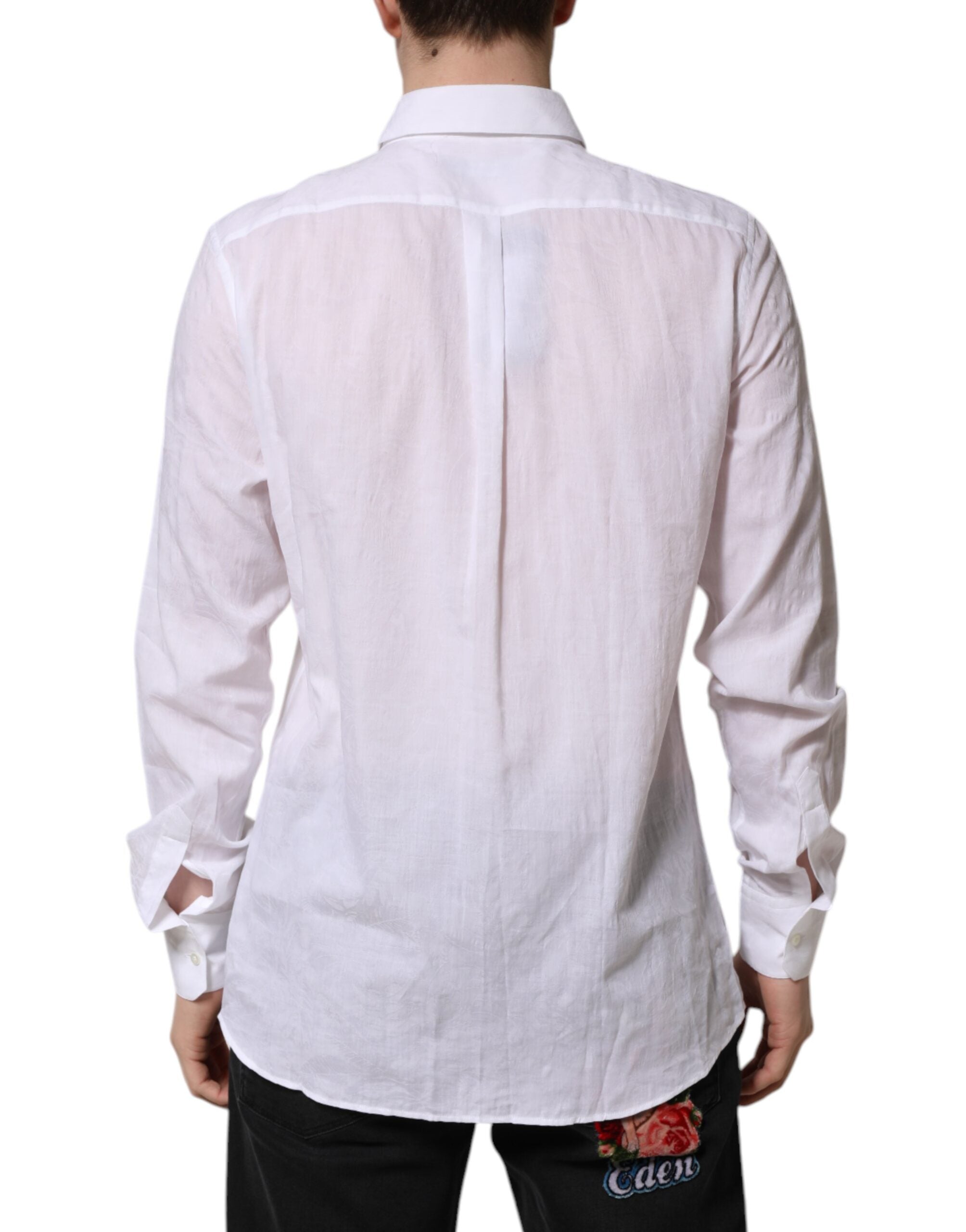 Dolce & Gabbana White Cotton Long Sleeves Collared Formal Shirt