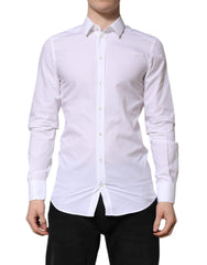 Dolce & Gabbana White GOLD Long Sleeve Dress Men Formal Shirt