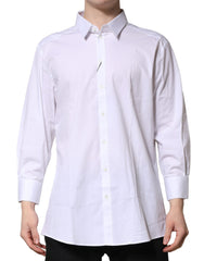 Dolce & Gabbana White GOLD Long Sleeve Dress Men Formal Shirt