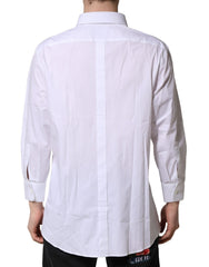 Dolce & Gabbana White GOLD Long Sleeve Dress Men Formal Shirt