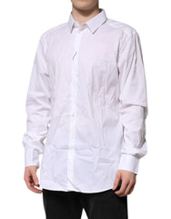 Dolce & Gabbana White GOLD Cotton Men Dress Formal Shirt