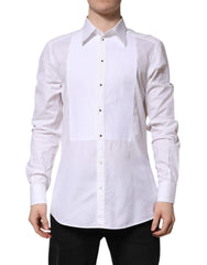 Dolce & Gabbana White GOLD Cotton Long Sleeves Formal Shirt