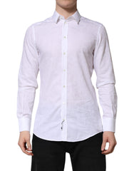 Dolce & Gabbana White MARTINI Cotton Long Sleeve Formal Shirt