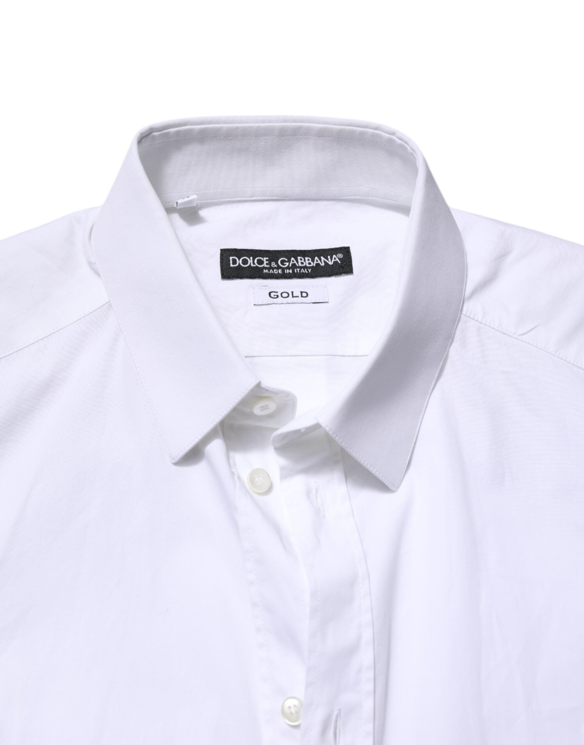Dolce & Gabbana White GOLD Cotton Men Dress Formal Shirt