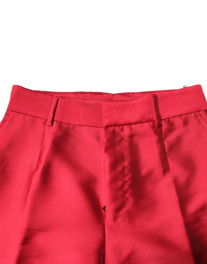 Dolce &amp; Gabbana Røde Polyester Beskårne Dressbukser
