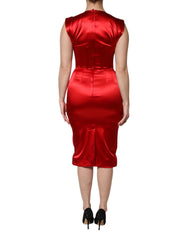 Dolce & Gabbana Red Acetate Sleeveless Sheath Midi Dress