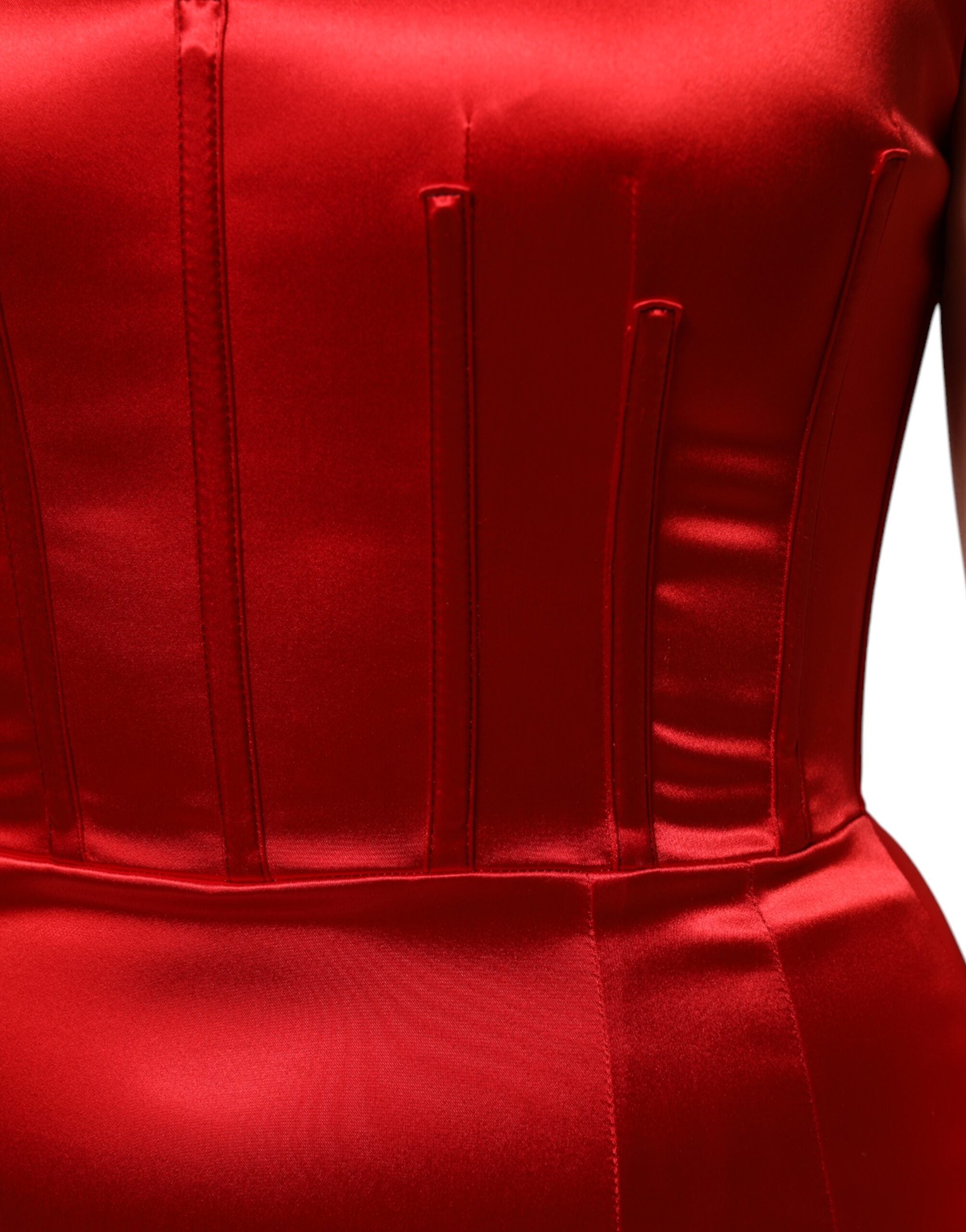 Dolce & Gabbana Red Acetate Sleeveless Sheath Midi Dress