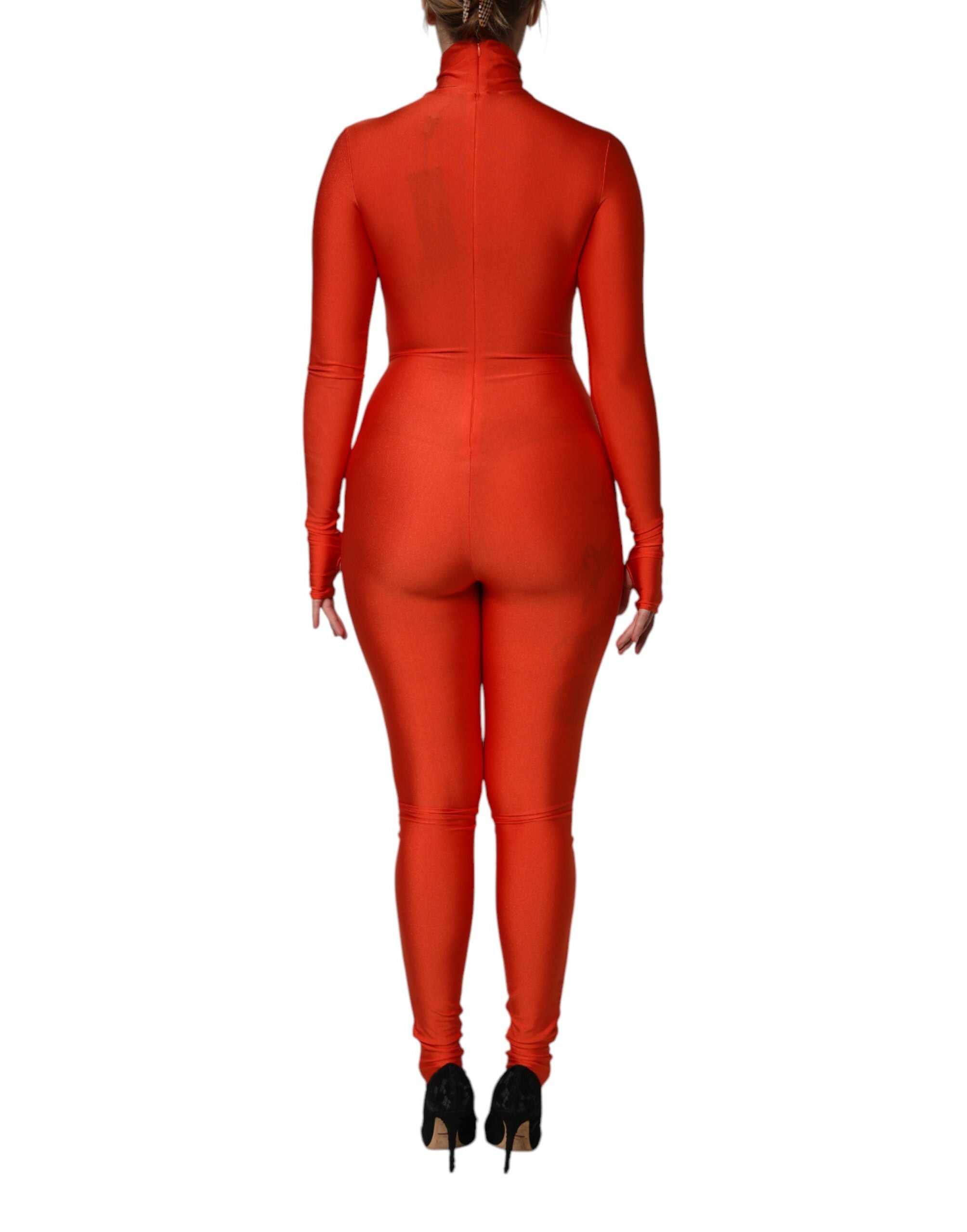 Röd nylon polotröja med bodycon-klänning