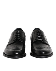 Dolce & Gabbana Black Leather Derby Wingtip Formal Shoes
