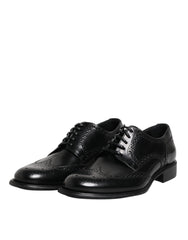 Dolce & Gabbana Black Leather Derby Wingtip Formal Shoes
