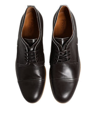 Pollini Dark Brown Leather Derby Lace Up Dress Formal Shoes