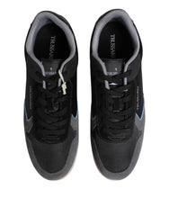Trussardi Black Gray Lace Up Low Top Casual Sneakers Shoes