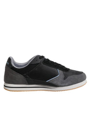 Trussardi Black Gray Lace Up Low Top Casual Sneakers Shoes