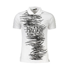 Cavalli Class White Cotton Polo Shirt