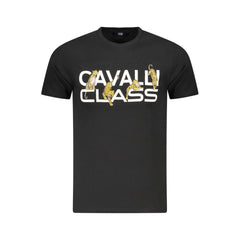 Cavalli Class Black Cotton Men T-Shirt