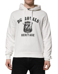 Dolce & Gabbana White Cotton DG ROYAL Print Hooded Sweater