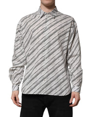 Dolce & Gabbana White Striped Long Sleeves Men Formal Shirt