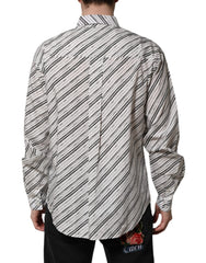 Dolce & Gabbana White Striped Long Sleeves Men Formal Shirt