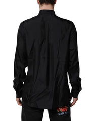 Dolce & Gabbana Dark Blue Silk MARTINI Men Formal Dress Shirt