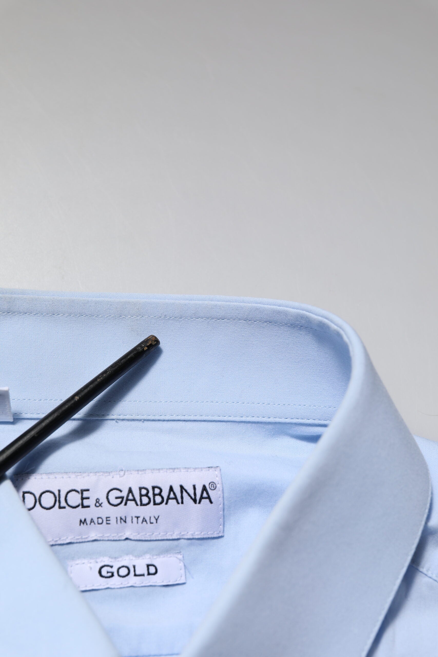 Dolce & Gabbana Sky Blue Cotton GOLD Long Sleeves Dress Shirt