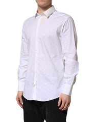 Dolce & Gabbana White Cotton GOLD Long Sleeves Dress Shirt