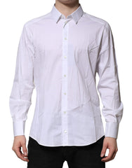 Dolce & Gabbana White Cotton GOLD Long Sleeves Dress Shirt