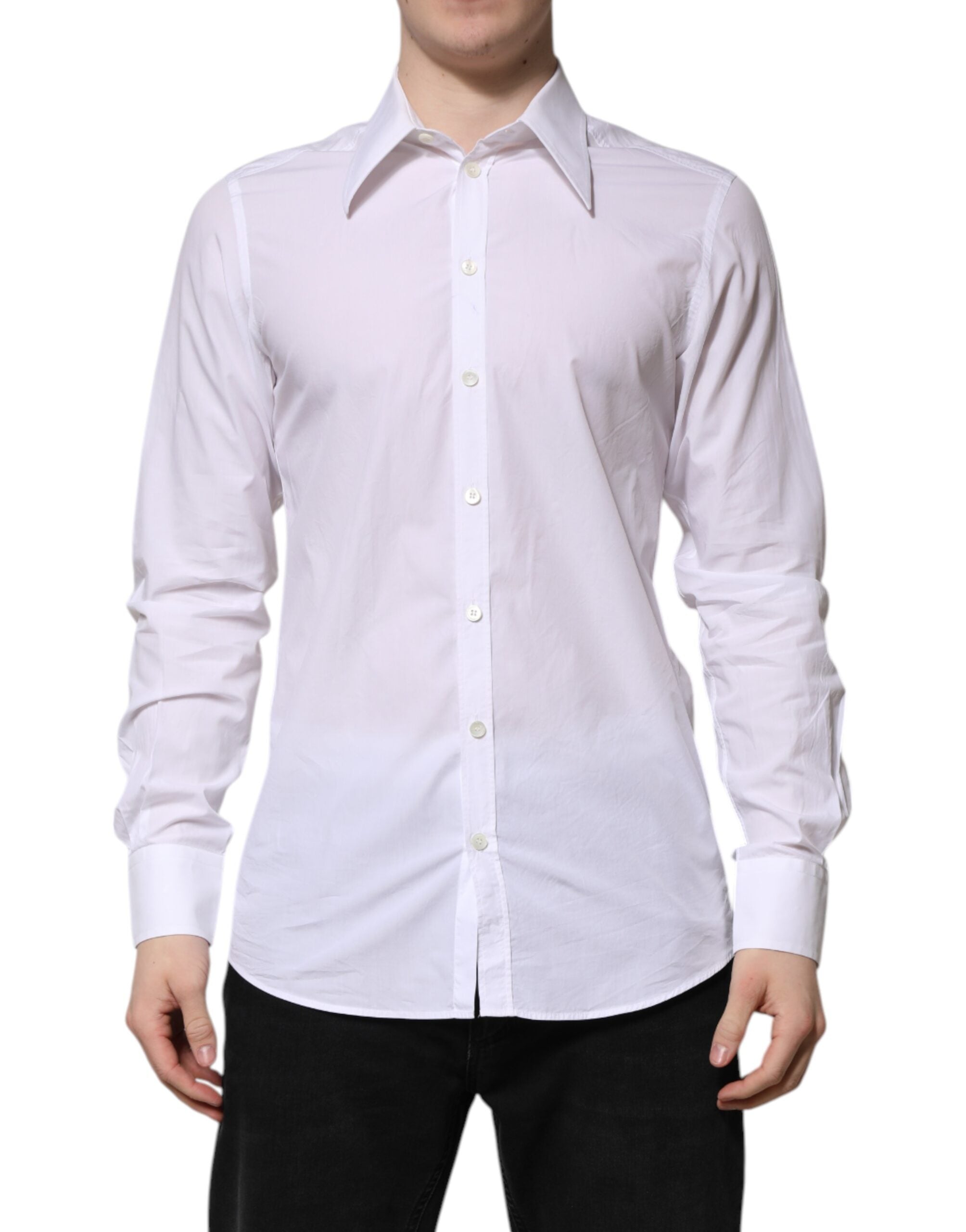 Dolce & Gabbana White Cotton Long Sleeves Dress Shirt