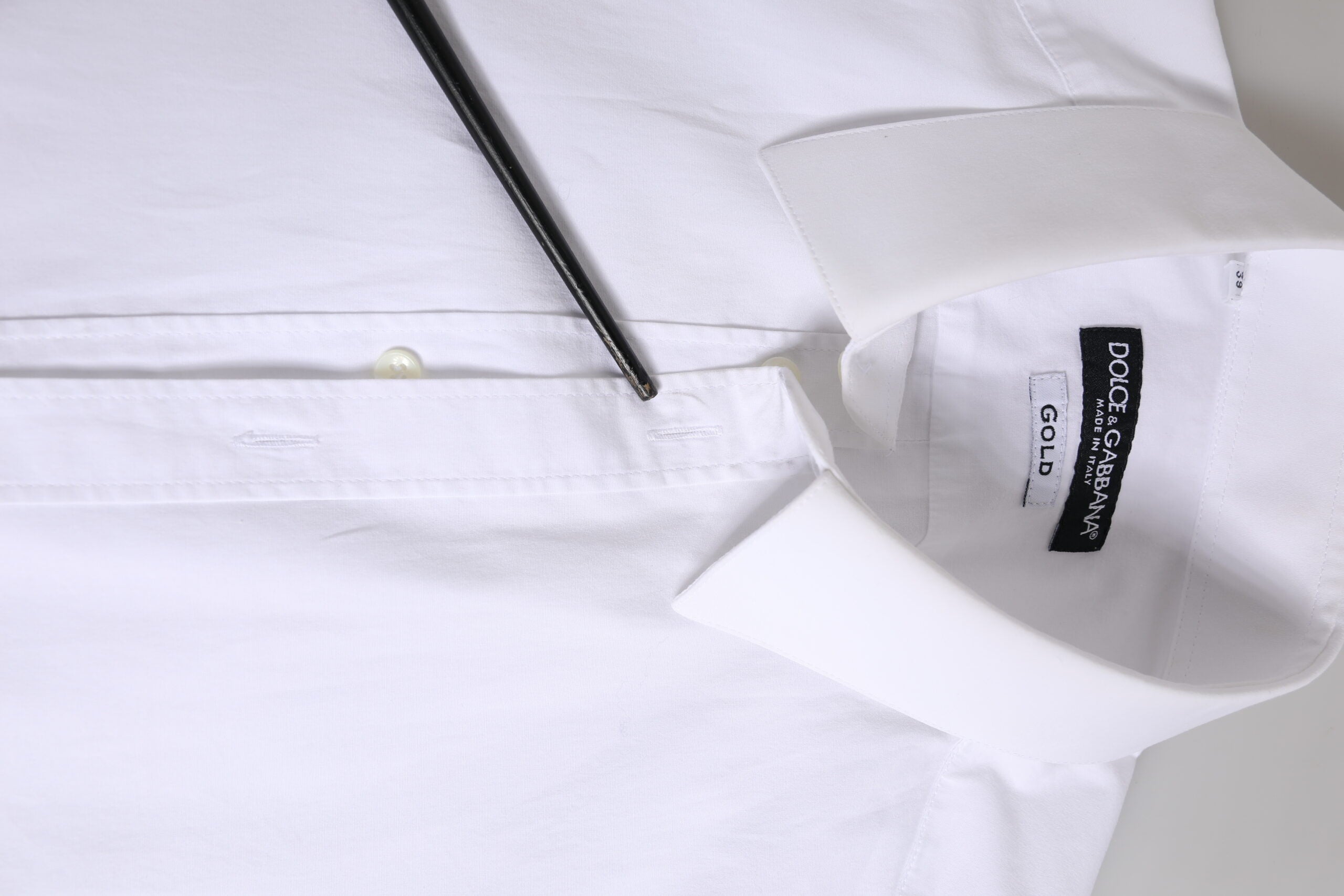 Dolce & Gabbana White Cotton GOLD Long Sleeve Men Dress Shirt